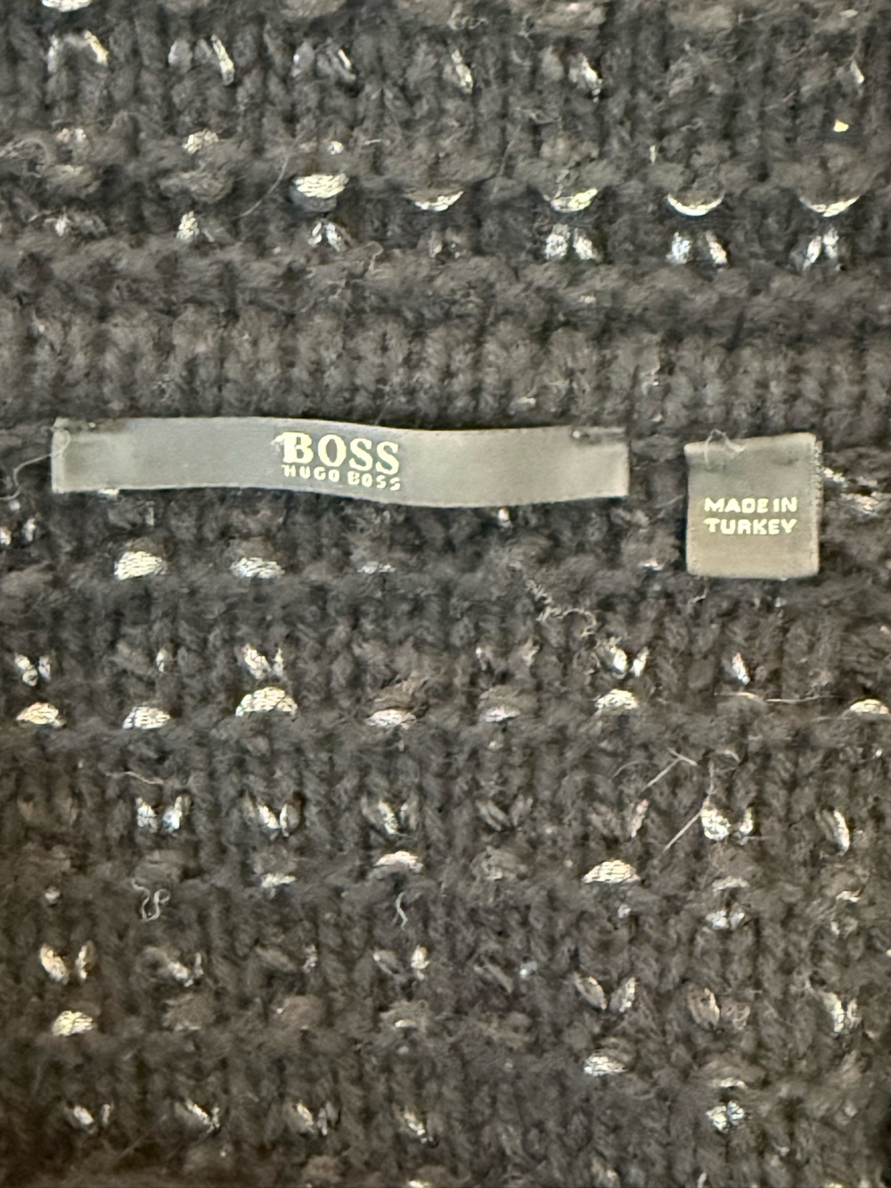 Hugo Boss wool mohair knitted sweater cardigan medium black silver - Picture 11 of 15